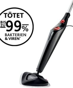 Alternative view of Vileda Steam Plus Nettoyeur vapeur avec PowerPad et housse de rechange en microfibre, élimine jusqu'à 99,9% des bactéries et des virus, pour tous les sols, idéal pour les tapis, emballage écologique