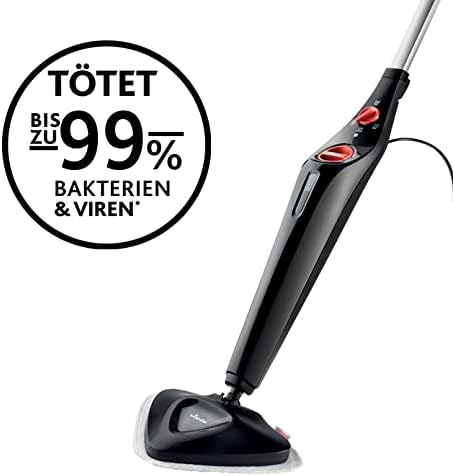Vileda Steam Plus Nettoyeur vapeur avec PowerPad et housse de rechange en microfibre, élimine jusqu'à 99,9% des bactéries et des virus, pour tous les sols, idéal pour les tapis, emballage écologique – Image 2