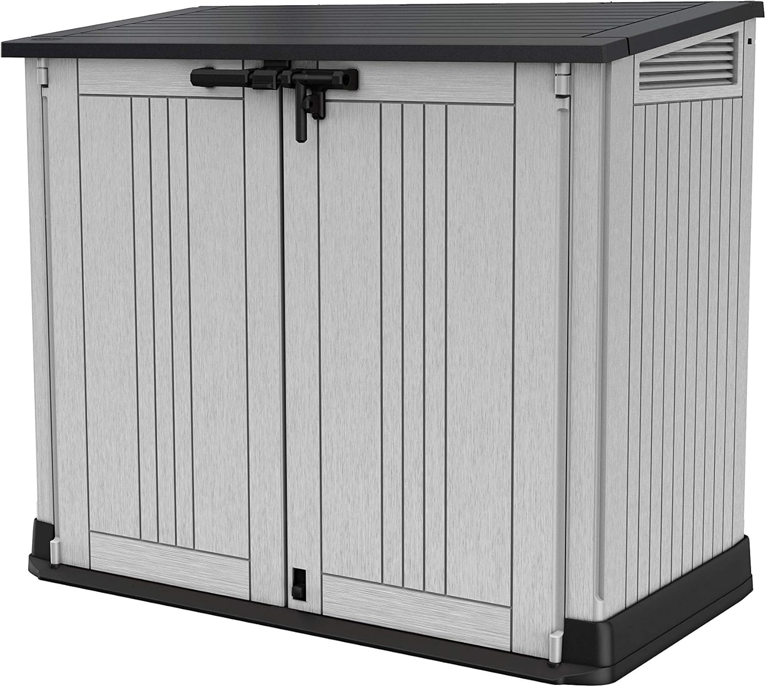 Keter 249317 Store it Out Nova Abri de jardin extérieur 132 x 71,5 x 113,5 cm, gris clair avec couvercle gris foncé – Image 2
