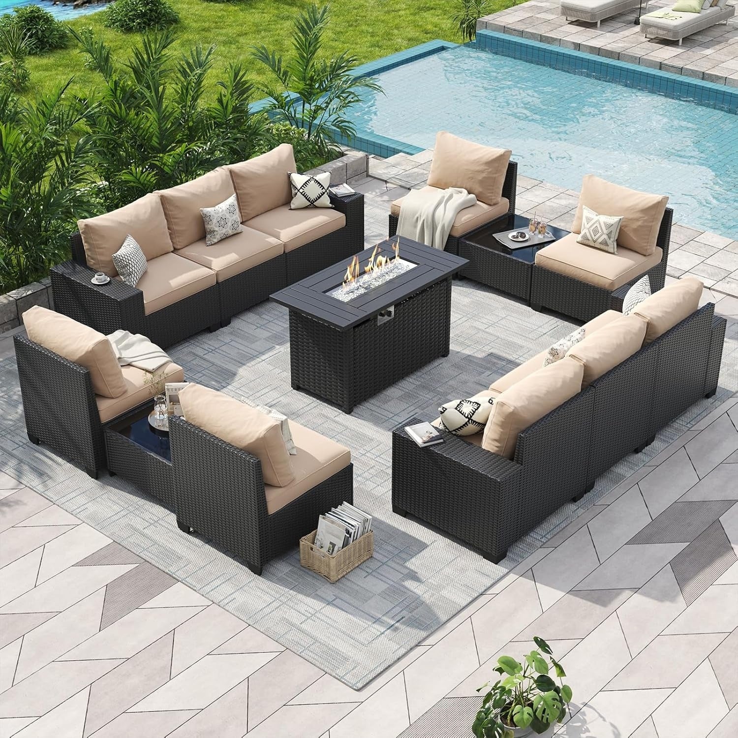 Outdoor Patio Furniture Sets with 4in Thicken Cushion – Image 20