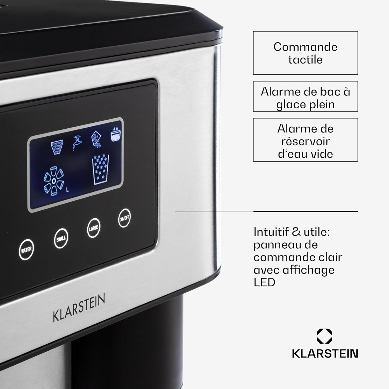 Klarstein Machine a Glacons pour la Maison, Capacité de 1.8L, Fabrique Rapidement Jusqu'à 15kg de Glacons Concassée ou en Balles, Machine à Glaçons, Ice Maker avec Alarme, Machine Facile à Nettoyer – Image 4