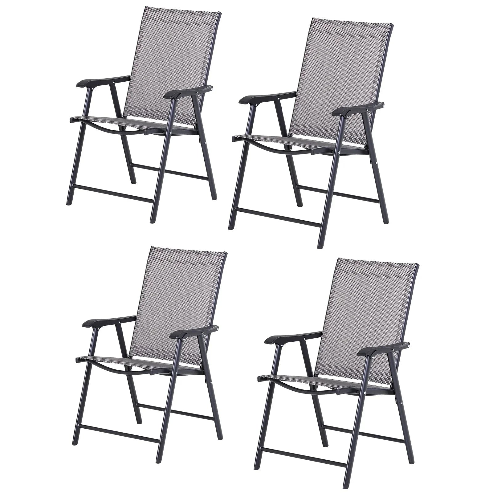 Outsunny 4-piece Folding Patio Chair Set with a Simple & Chic Design, Comfortable for the Deck, Garden, Yard & Travel – Image 5