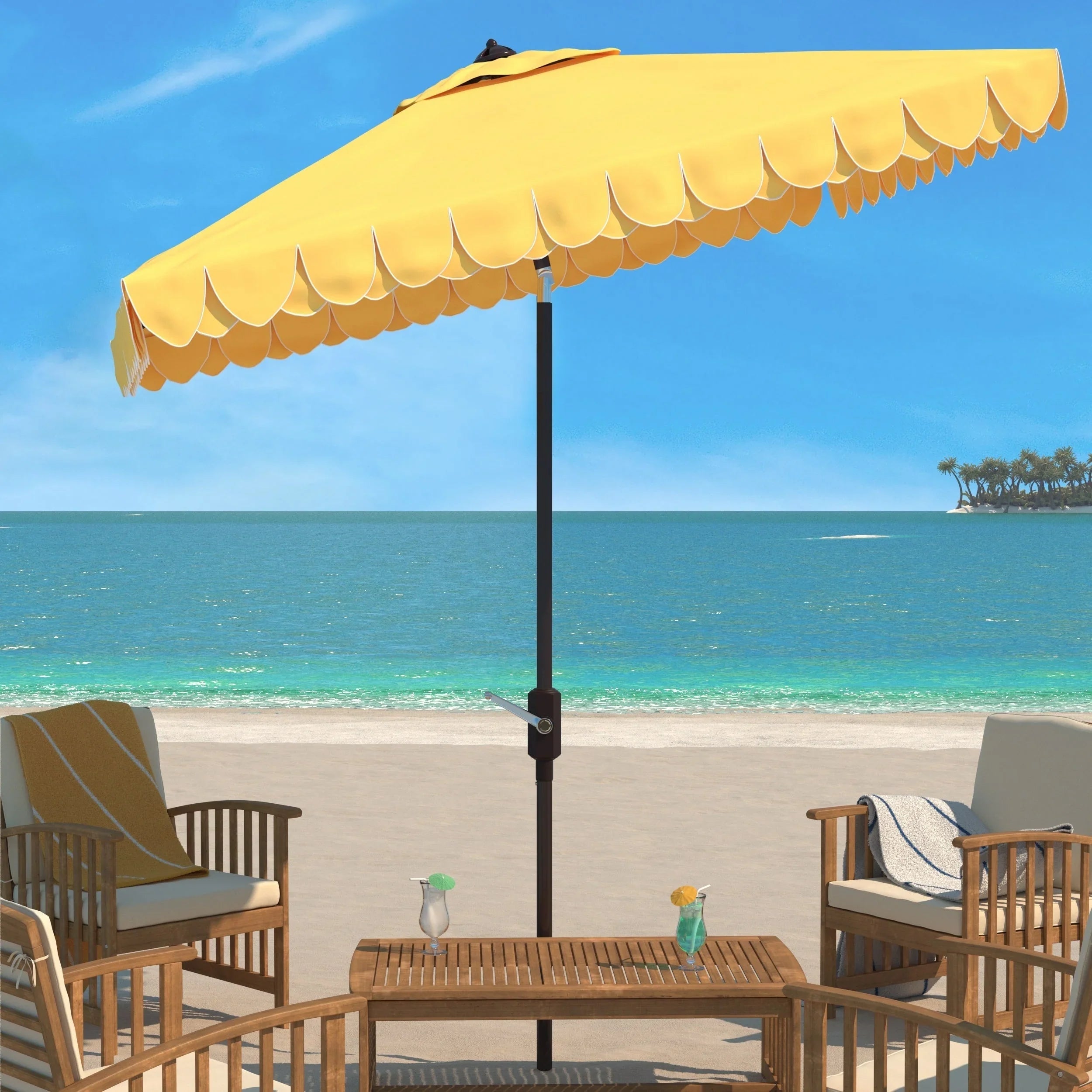SAFAVIEH Outdoor Kjerstin Valance 9Ft Double Top Umbrella – Image 12