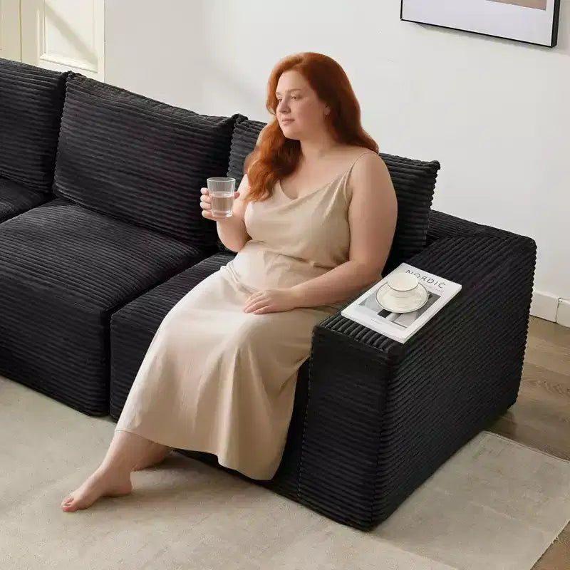 108 Modern Sofa Couch, 3 Seater Upholstered L Shaped Sofa with Pillows, Deep Seat Sofa, No Assembly Required – Image 14