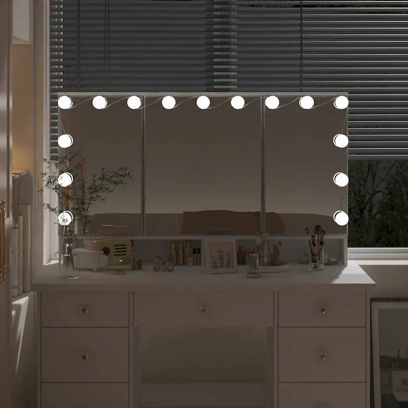 Luxurious LED Makeup Vanity with 9 Drawers Elegant Makeup Station – Image 11
