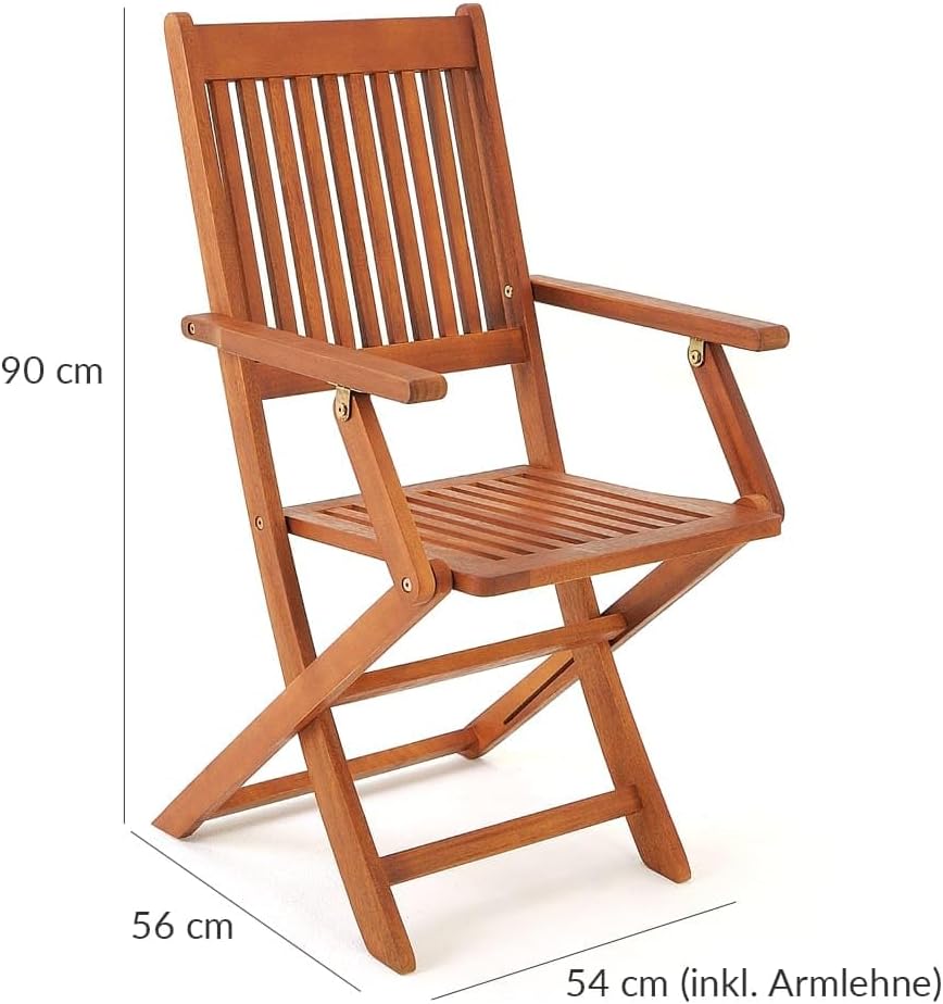 Casaria® Ensemble de Jardin Sydney Komfort en Bois d'acacia certifié FSC® Ensemble Table 4 chaises Pliables Salon de Jardin Exterieur – Image 3