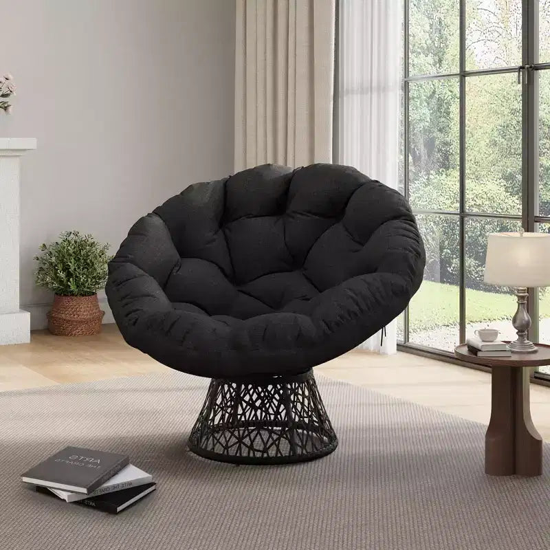 Oversized Rocking Patio Chair, Handwoven Rattan, Ergonomic Wicker Chair, Heavy-Duty Steel Frame, 360 Swivel Base, for Living Room, Bedroom – Image 3