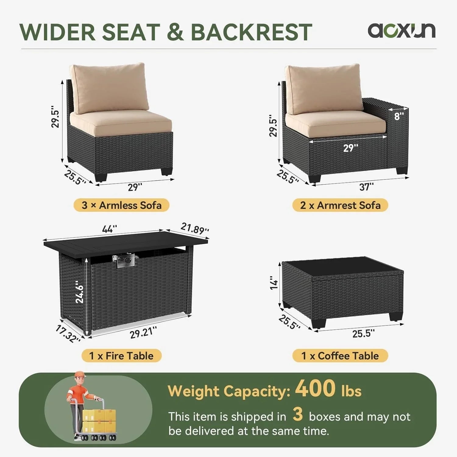 Outdoor Patio Furniture Sets with 4in Thicken Cushion – Image 3