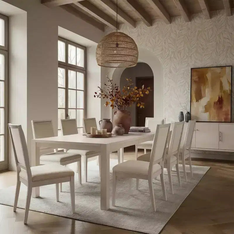 Modern Dining Set - 80 Table + 6 Cushioned Chairs, Solid Wood Frame, 400lbs Table Capacity, Easy Assembly – Image 63