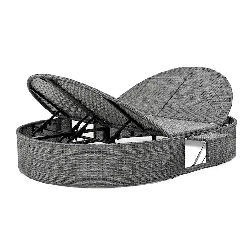 Outdoor Sun Bed Patio 2-Person Daybed with Cushions and Pillows – Image 13