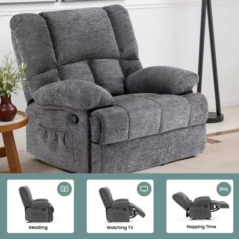 MAYEERTY Limestone Oversized Rocking Recliner Chair For Adults Living Room – Image 7