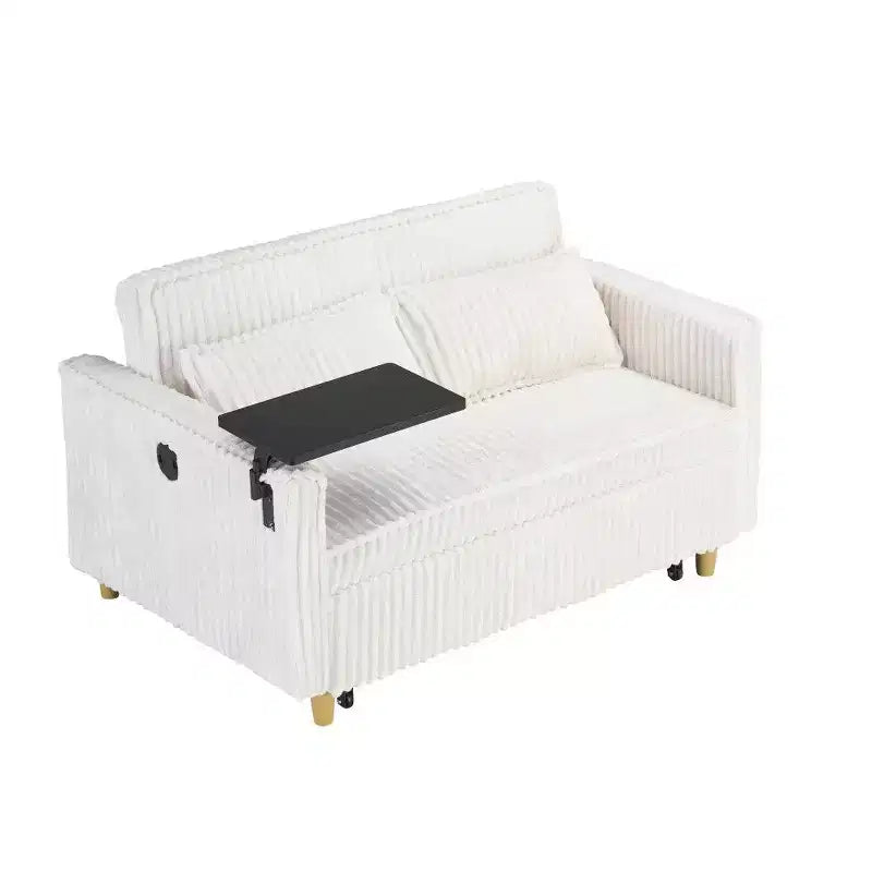 TUYOHW Space-Saving Convertible Sofa,Corduroy Sofa Bed with Movable Tabletop & USB Port,Multi-Functional Loveseat for Living Room – Image 7