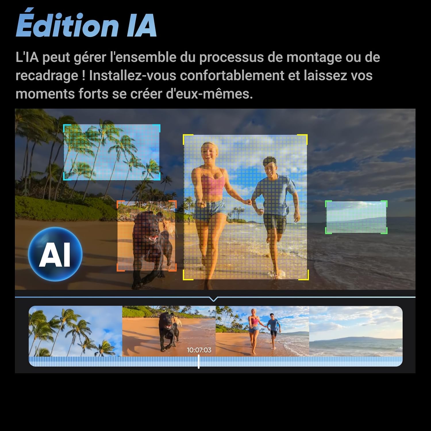 X4 - Caméra d'action 360° 8K étanche, vidéo grand angle 4K, effet de perche à selfie invisible, protège-objectifs amovibles, 135 min d'autonomie, édition IA, stabilisation, pour sport, voyage – Image 9