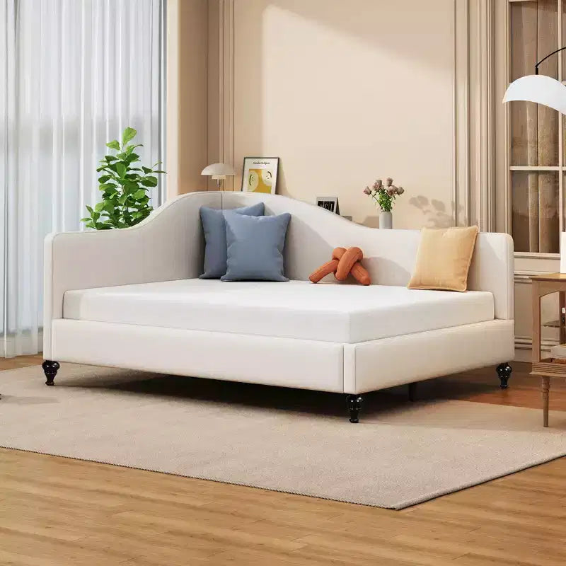 Whisen Stylish L-Shaped Design Solid Wood Legs Linen Daybed – Image 8