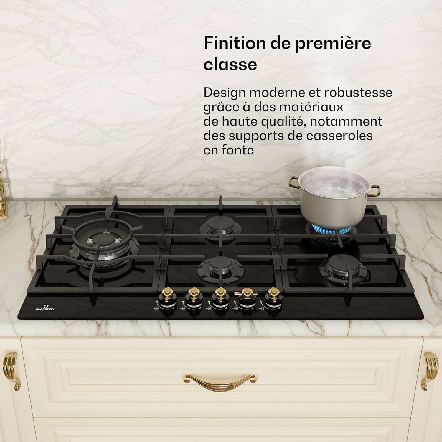 Klarstein Table de Cuisson à Gaz avec 5 Brûleurs – Plaque de Cuisson Encastrable 11100W, Surface en Acier Inoxydable, Compatible GPL – Image 7