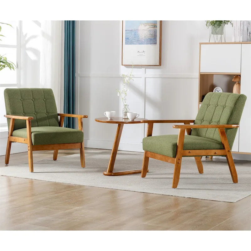 Mid Century Modern Accent Chairs Set of 2 with Side Table – Image 6