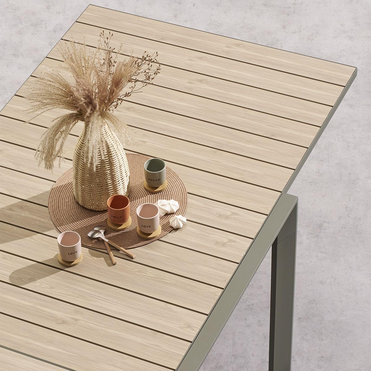 Hespéride - Table de Jardin Extensible Evasion Beige - 10 Places - Aluminium Antirouille Aluminium Effet Bois - Rallonge Coulissante – Image 7