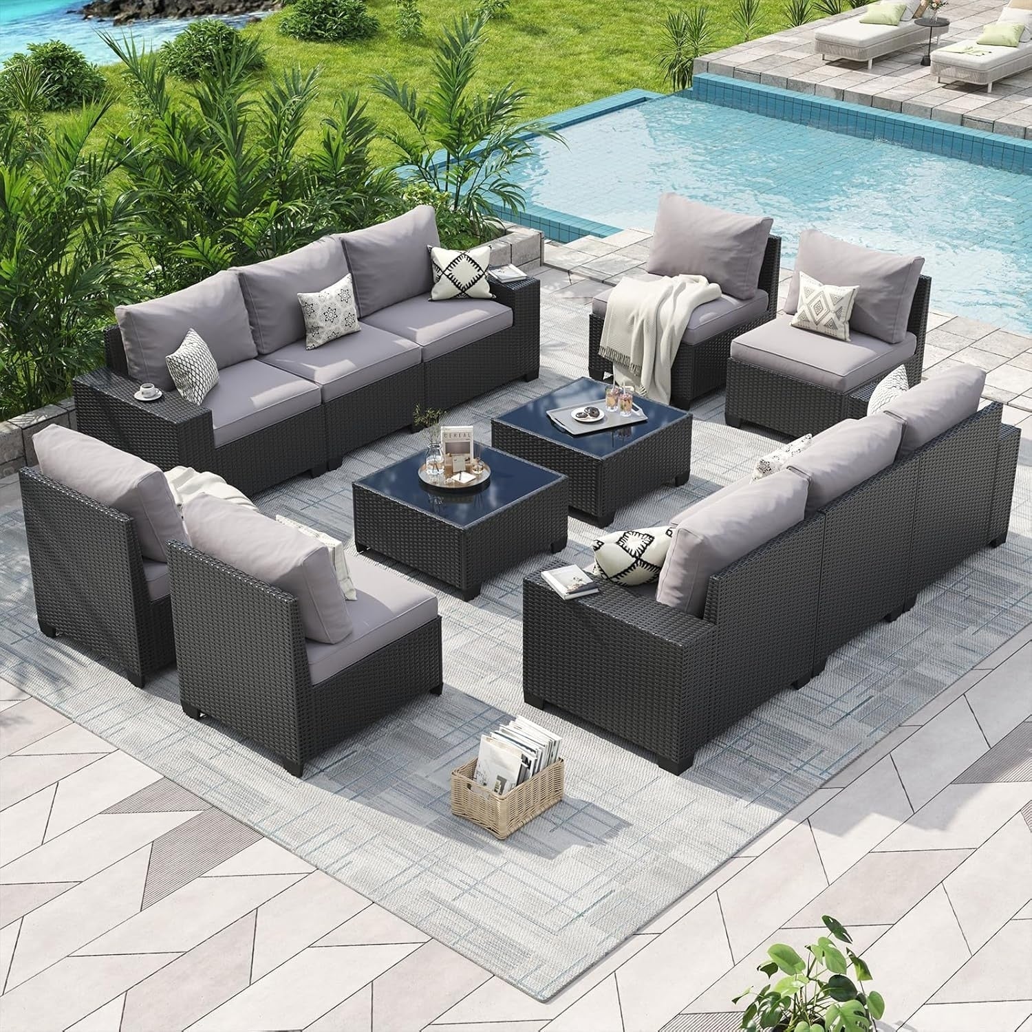 Outdoor Patio Furniture Sets with 4in Thicken Cushion – Image 19
