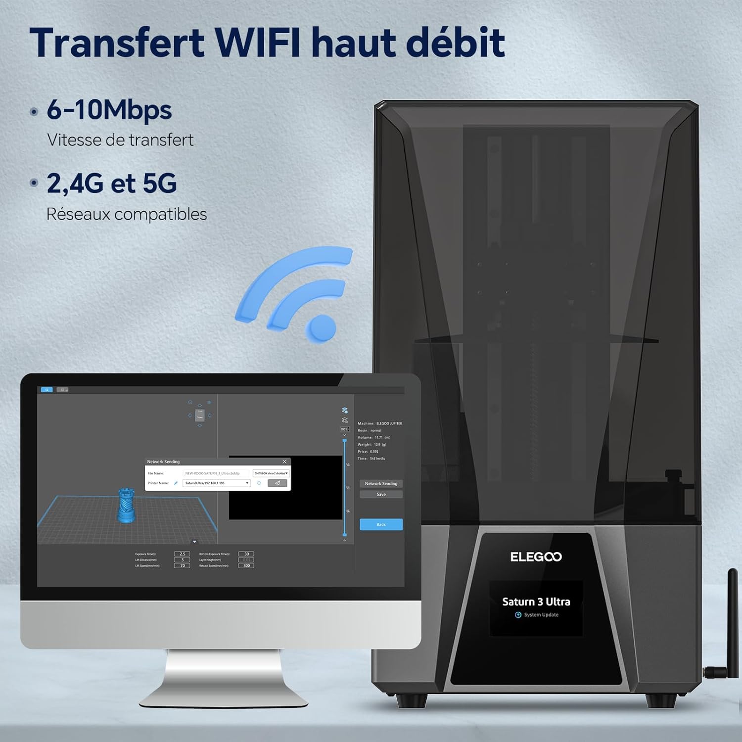 Imprimante 3D ELEGOO Saturn 3 Ultra 12K MSLA en résine - 218,88 mm x 122,88 mm x 260 mm – Image 5
