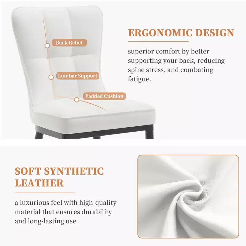 Bekrvio Dining Room Chairs Set of 6, Modern Upholstered Faux Leather Seat with High Back, Metal Legs, Armless Kitchen Chairs for Living Dinning Room – Image 13