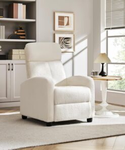 Alternative view of Yaheetech Fauteuil de Relaxation Chaise de Détente Siège de Canapé Fauteuil en Tissu Bouclette Doux avec Repose Pied/Chambre à Coucher/Home Cinéma/Salon Ivoire