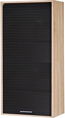 SIMMOB Meuble Haut de Cuisine Chêne Rideau Noir 4 Niches 60 x 124 x 35 cm – Image 5