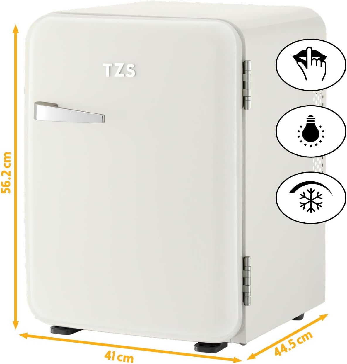 TZS First Austria - Mini Réfrigérateur Rétro 40L silencieux - Petit Minifrigo design vintage avec lumière intérieure et 2 compartiments de porte - Minibar pour camping, bureau, chambre & hôtel - Crème – Image 2