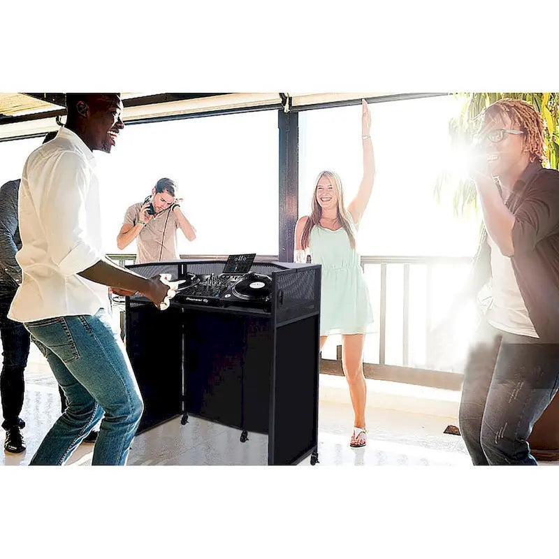 Portable DJ Booth Table Set with Integrated Lighting Scrims, Sturdy Carry Case, and Compact 40x20 inch Dimensions – Image 3