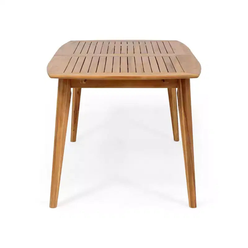 7-Piece Outdoor Expandable Patio Dining Set with Stackable Chairs, Acacia Wood Table – Image 7