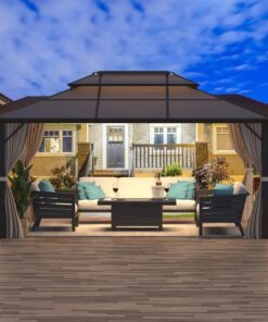 Alternative view of EROMMY Hardtop Gazebo,Outdoor Pergola with Double Roof & Netting & Curtains,Heavy Duty Canopy for Patio, Backyard, Pool party