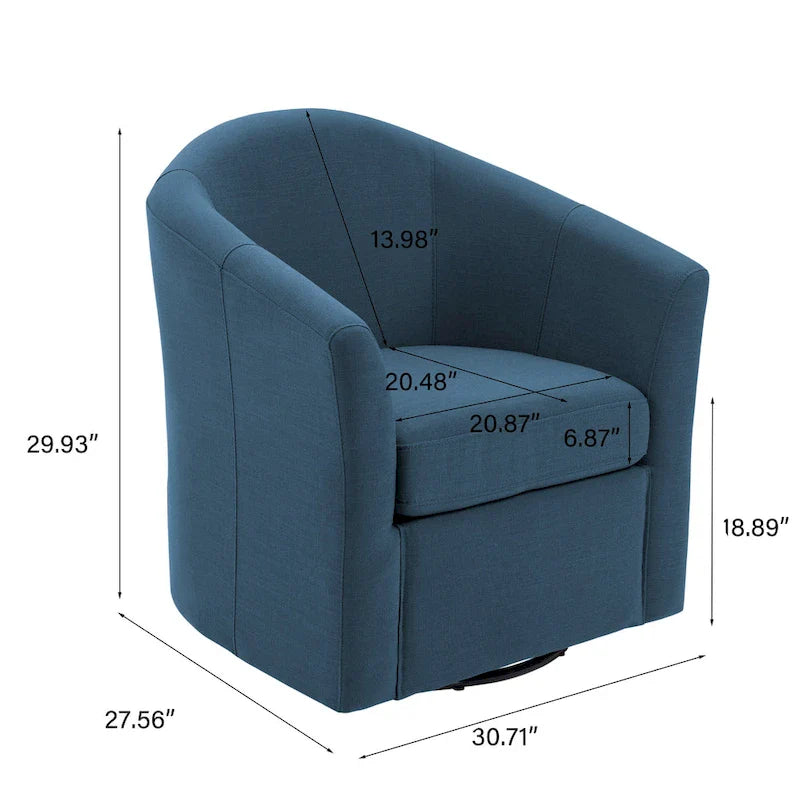 Set of 2 Modern Upholstered Swivel Barrel Chair Living Room Accent Chair – Image 32