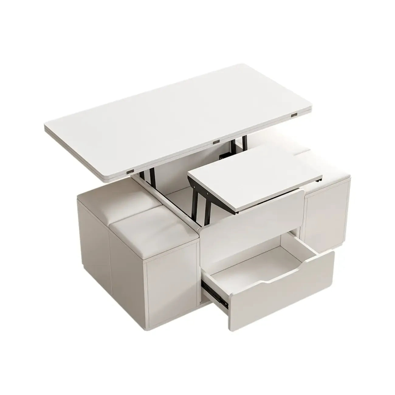 Foldable Lift-Top Coffee Table with 4 Stools & Storage – Image 11