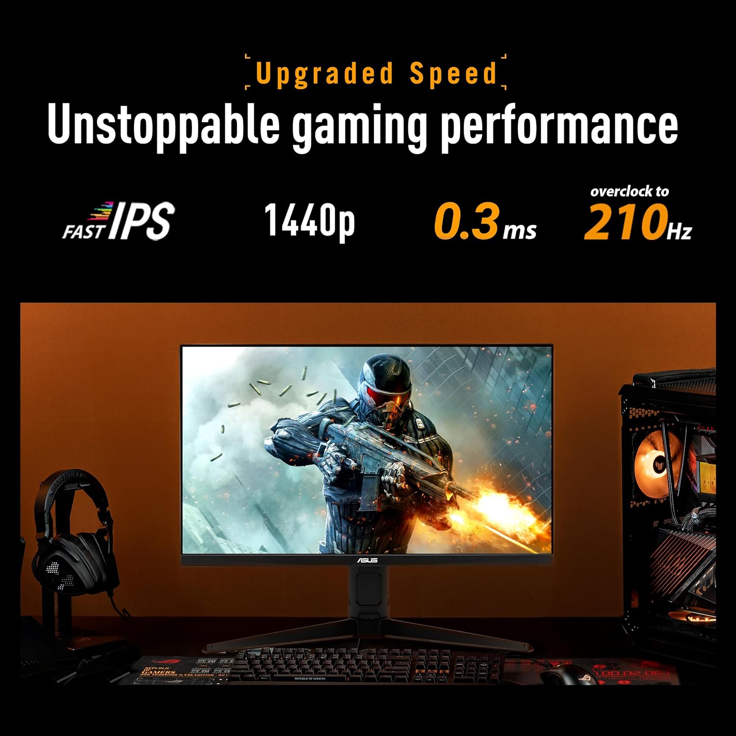 TUF Gaming VG27AQL5A - Moniteur Gaming 27 QHD (2560x1440), 210Hz (OC), Fast IPS, ELMB Sync, 0.3ms GTG, Haut-parleurs Stéréo, DisplayWidget Center, Gaming AI, Ajustable en Hauteur – Image 3