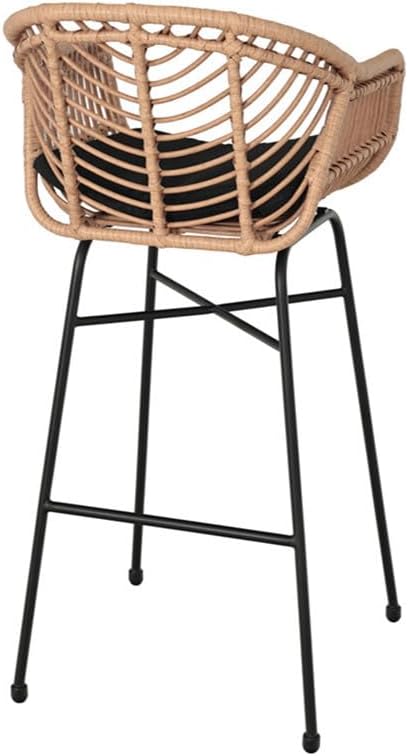 Lisa Design - Rosano - lot de 4 tabourets - effet rotin - bois et noir, Noir/Bois – Image 6