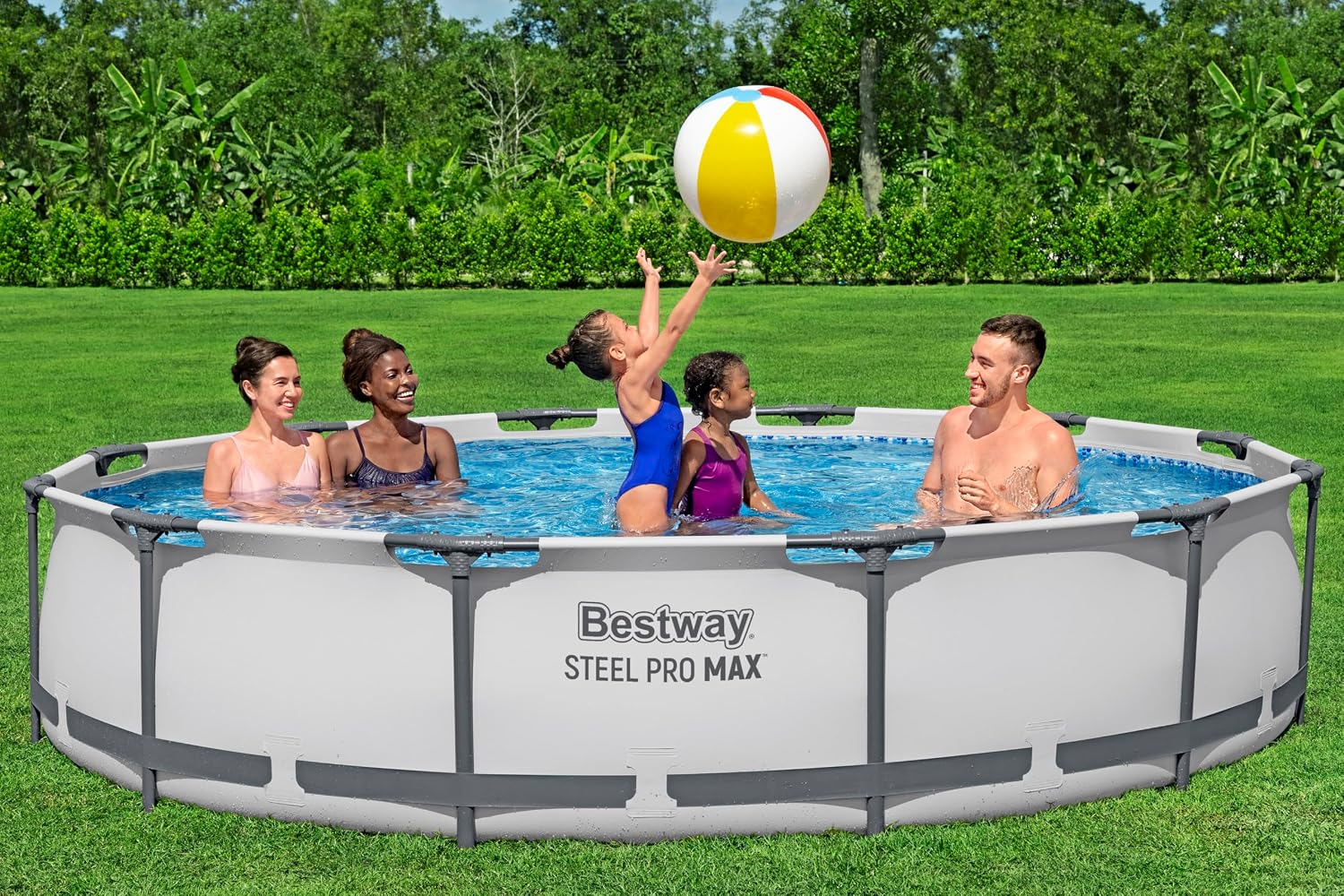 Bestway Steel Pro Max Frame Kit Piscine Ronde avec Pompe à Filtre Ø 366 x 76 cm Gris Clair – Image 5