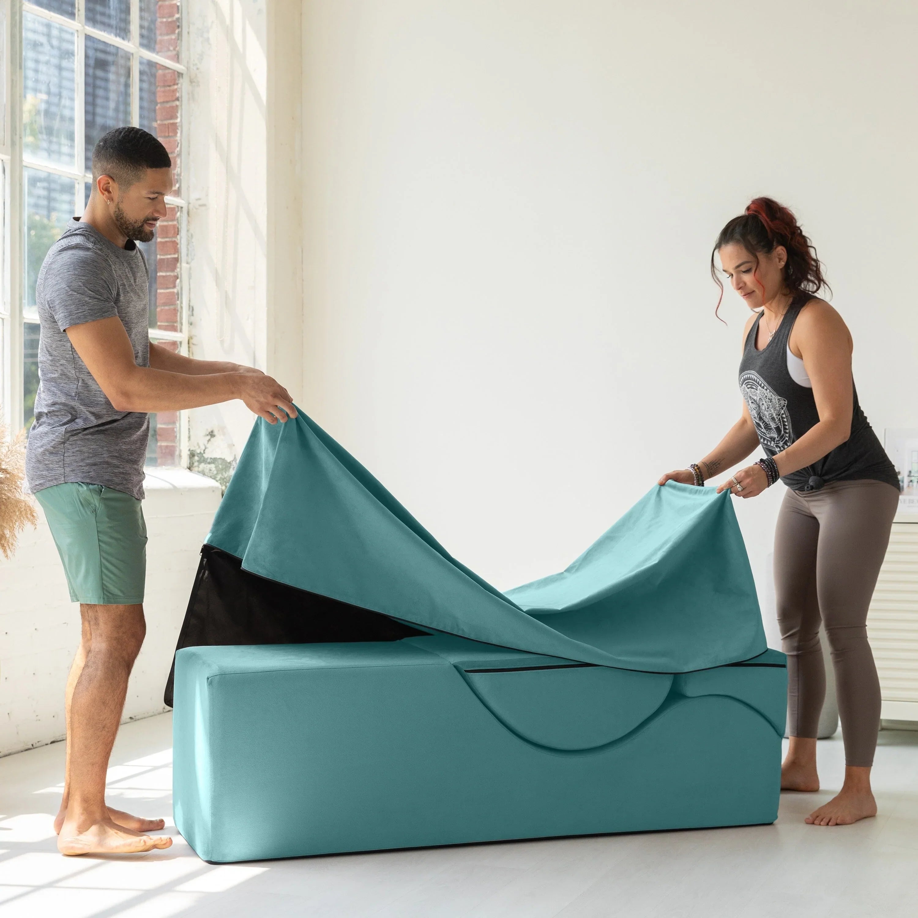 Avana Kami Convertible Chaise / Yoga & Massage - 2-In-1 Ottoman with Concealed Fold Out Yoga Lounge Chair, Microvelvet - N/A – Image 33