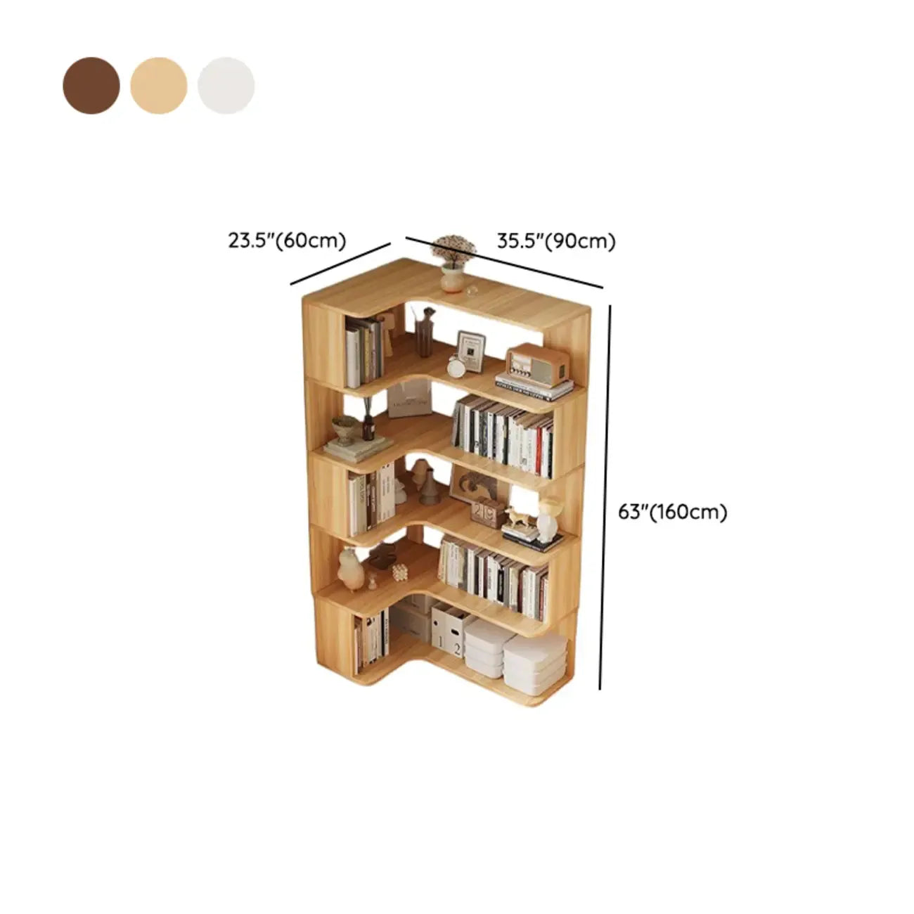 Manufactured Wood Corner Bookshelf with 6 Shelves – Image 39