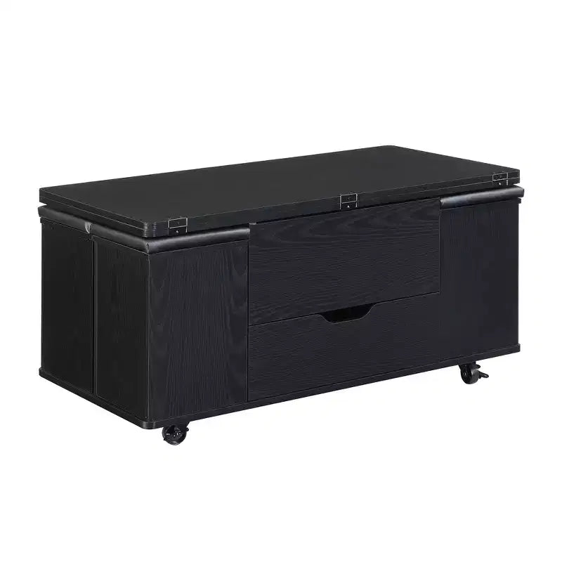 Zeus & Ruta Multi-Function Modern Lift-Top Coffee Table with Hidden Storage, 4 Stools and Casters, Perfect for Modern Living Spaces – Image 2