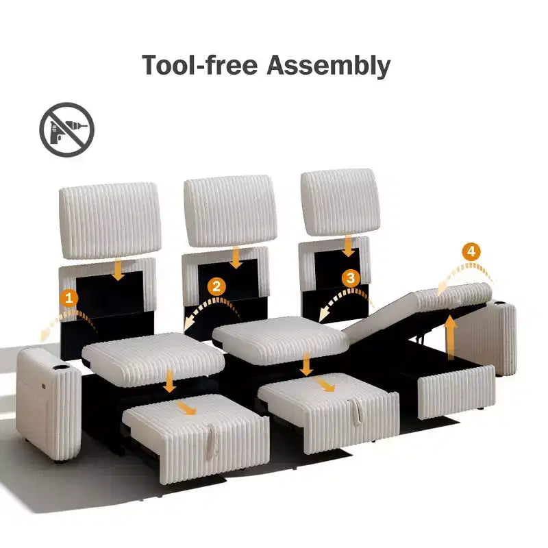 L-Shaped Sectional Sleeper Sofa with Pull-Out Bed, USB Ports & Storage – Image 10