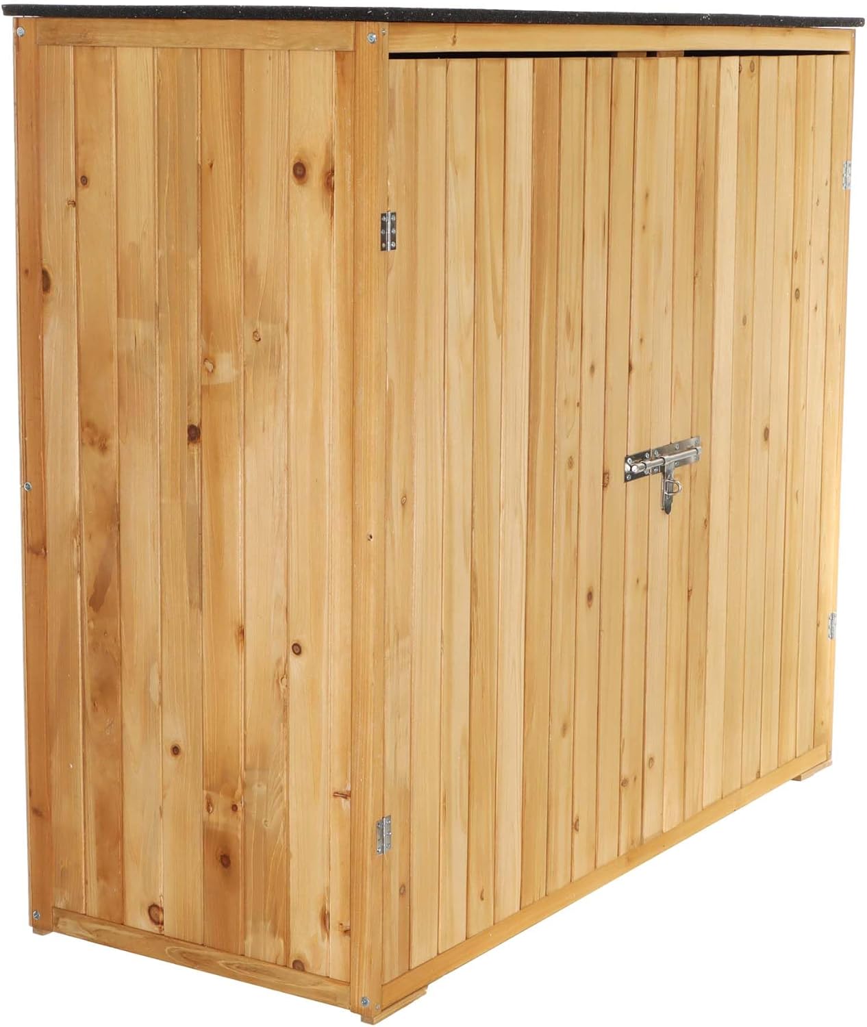 Wiltec Abri de Jardin – 1360 x 580 x 1270 mm – en Bois Verni – avec Toit revêtu par PVC et 2 Portes – Cabane Remise pour Rangement Outils pour Jardin, Terrasse & Balcon – Image 9
