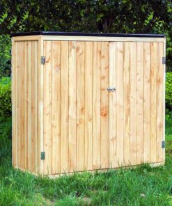 Alternative view of Wiltec Abri de Jardin – 1360 x 580 x 1270 mm – en Bois Verni – avec Toit revêtu par PVC et 2 Portes – Cabane Remise pour Rangement Outils pour Jardin, Terrasse & Balcon