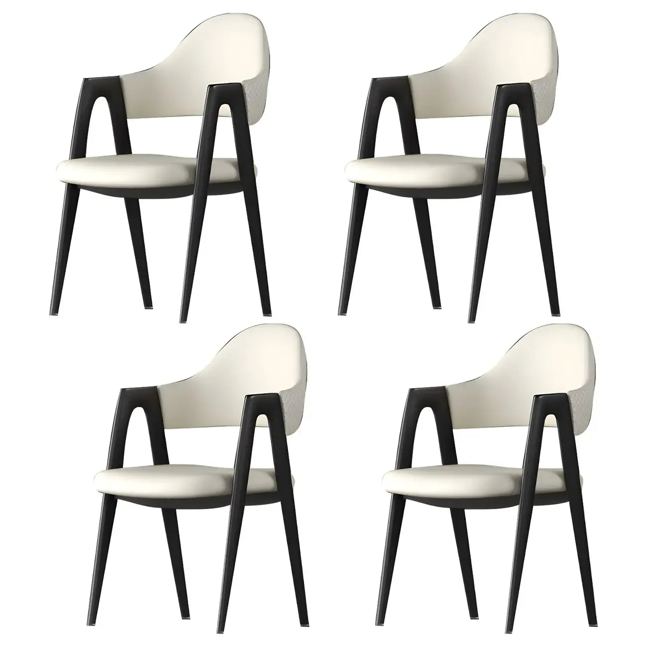 Modern Leather Curved Open Back Arm Dining Chair – Image 34