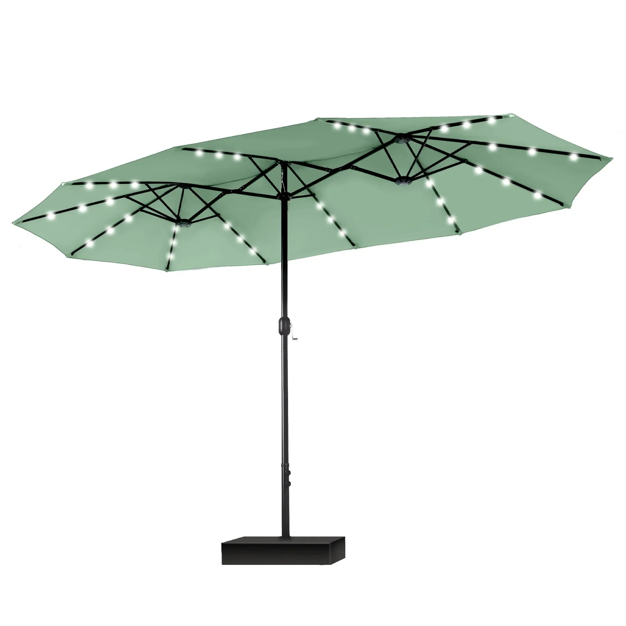 MAISON ARTS 15-foot Rectangular Crank Double-sided Outdoor Market Umbrella Solar LED Lighted Patio Umbrella with Base Included – Image 52