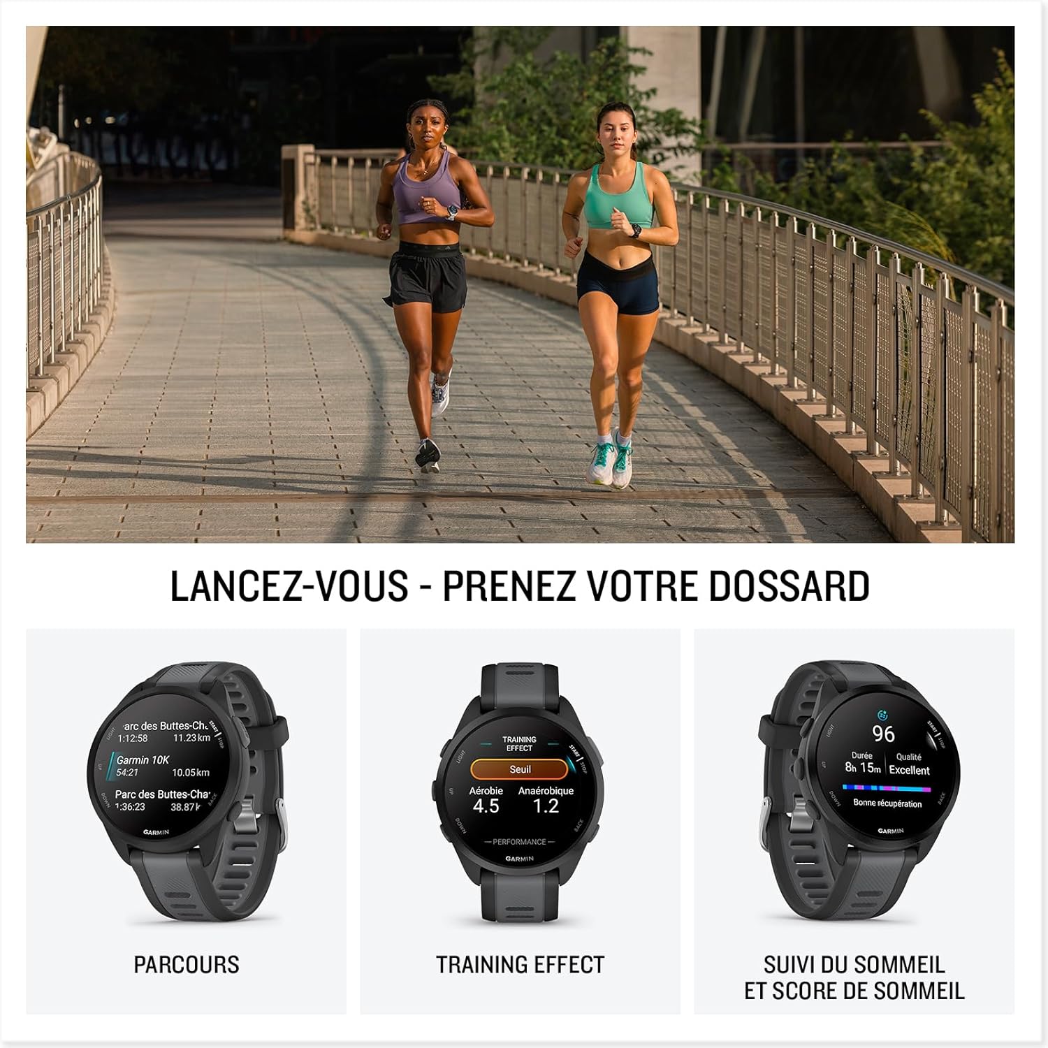 Garmin Forerunner 165 - Montre GPS connectée de Running avec écran AMOLED – Noir/Gris - Boîtier 43 mm – Image 4