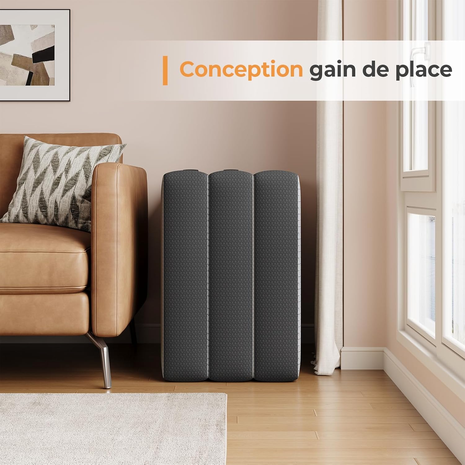 Vesgantti Matelas Pliable 120x190x15 cm avec Sac de Transport, Matelas d’Appoint Adulte en Mousse à Mémoire de Forme Gel, Lit Pliant pour Camping, Voyage, Voiture et Invités, Gris – Image 7