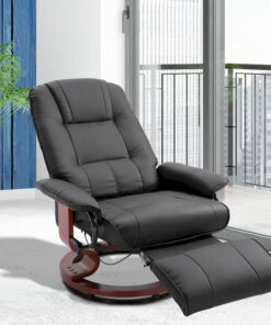 Alternative view of HomCom Faux Leather Adjustable Manual Swivel Base Recliner Chair with Comfortable and Relaxing Footrest