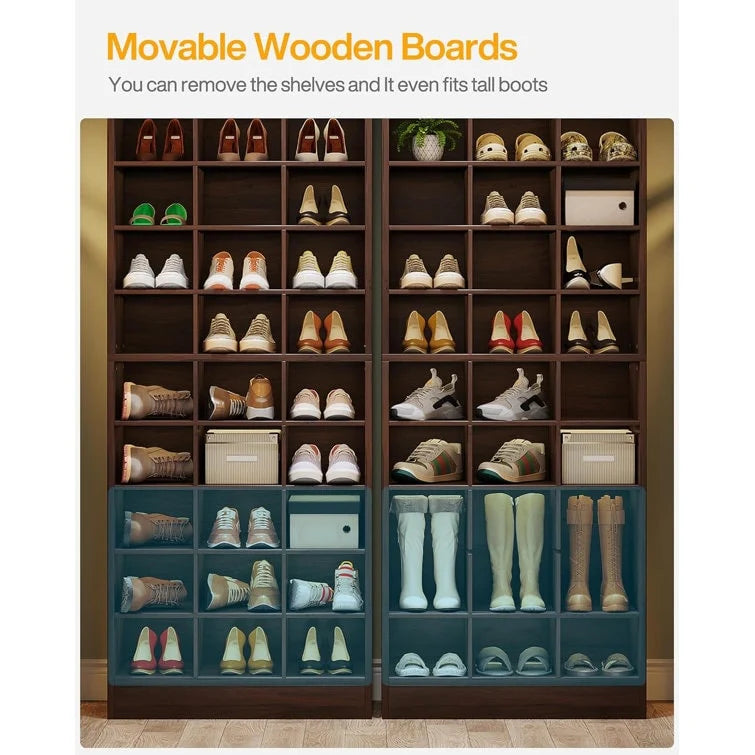 30 Pairs Tall Shoe Cabinet, 10 Tiers White Wooden Shoe Storage Rack for Closet, Entryway - 10-tier – Image 28