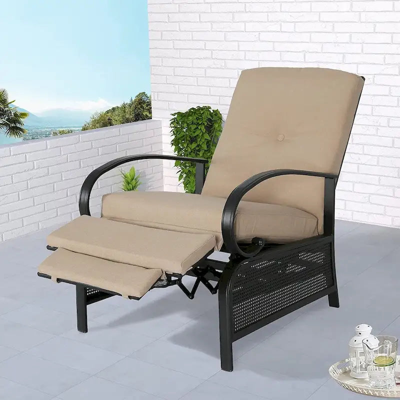 Adjustable Recliner Lounge Chair Patio Lounge Sofa with Cushion - 38 (D) x 26.5 (W) x 38.5 (H) INCH – Image 2