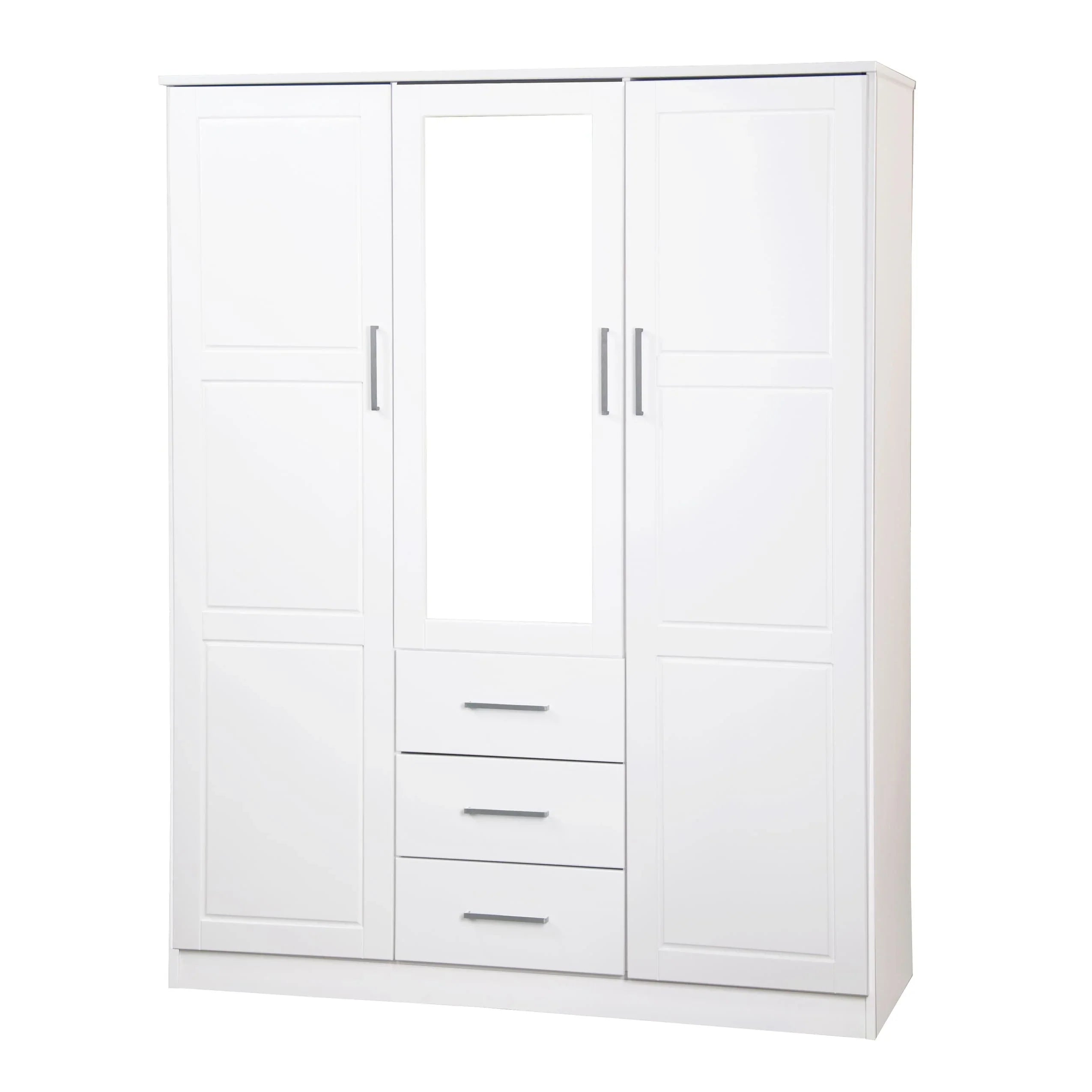Palace Imports 100% Solid Wood Cosmo 3-Door Wardrobe Armoire with Solid Wood or Mirrored Doors – Image 34