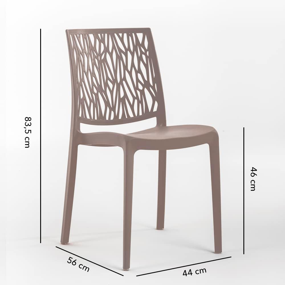 RATTATAN Lisa - Chaises en résine renforcée de Fibre de Verre, empilables, Usage intérieur et extérieur (4, Gris Tourterelle) – Image 2